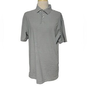 Peter Millar Black and White Striped Polo Shirt